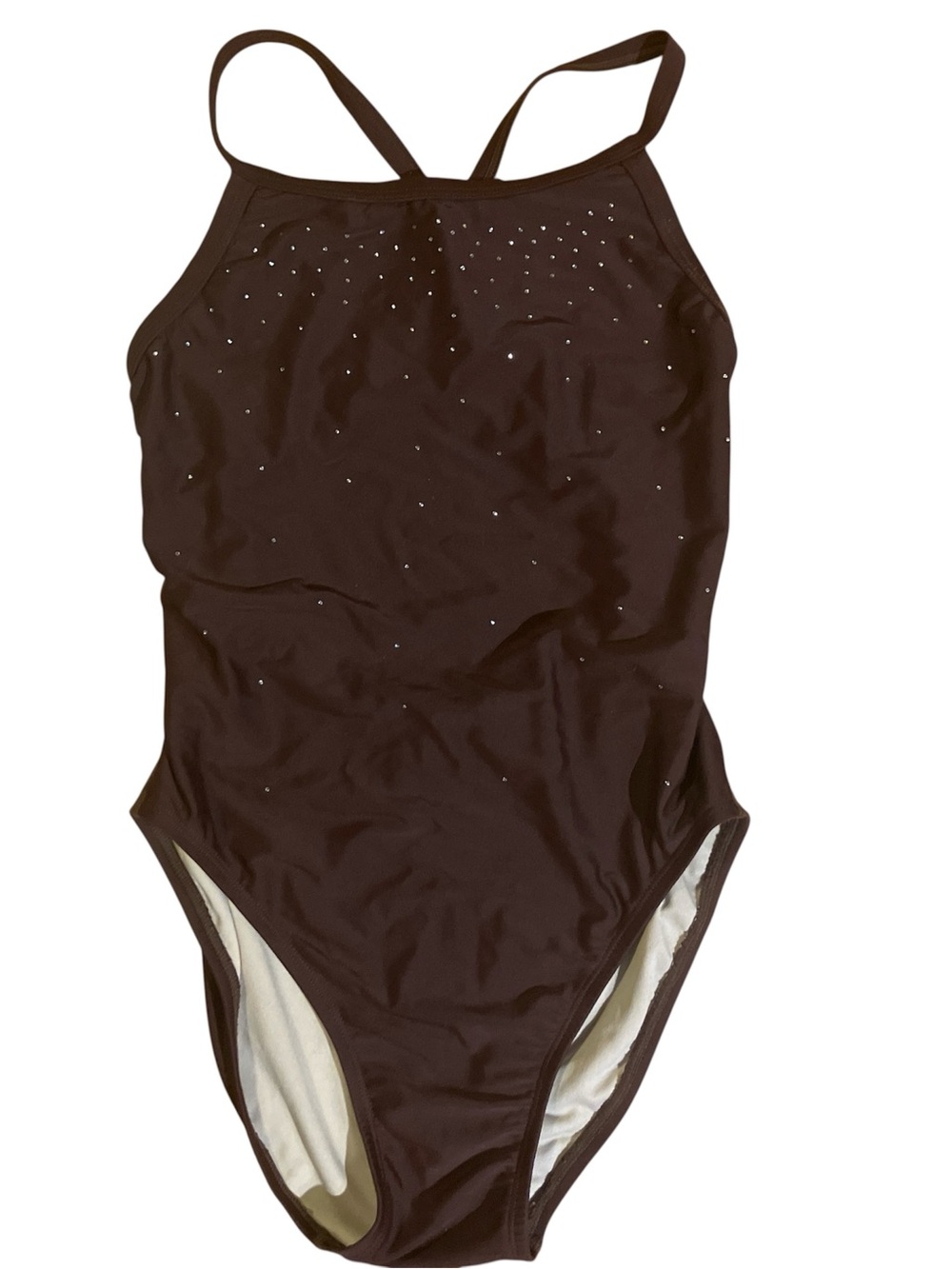 Women’s  Brown One-Piece TYR Swimsuit with Rhinestones